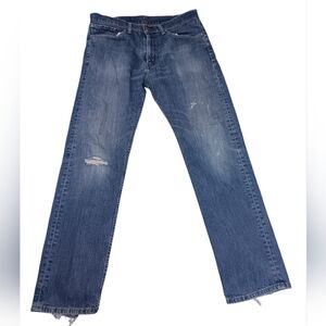 Levi’s ~ 505 Raw Hem Distressed Straight Leg Jeans 34x32 Medium Wash